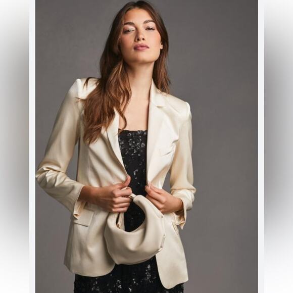 NWT Mare Mare x Anthropologie Cream Sheen Blazer - Picture 1 of 7